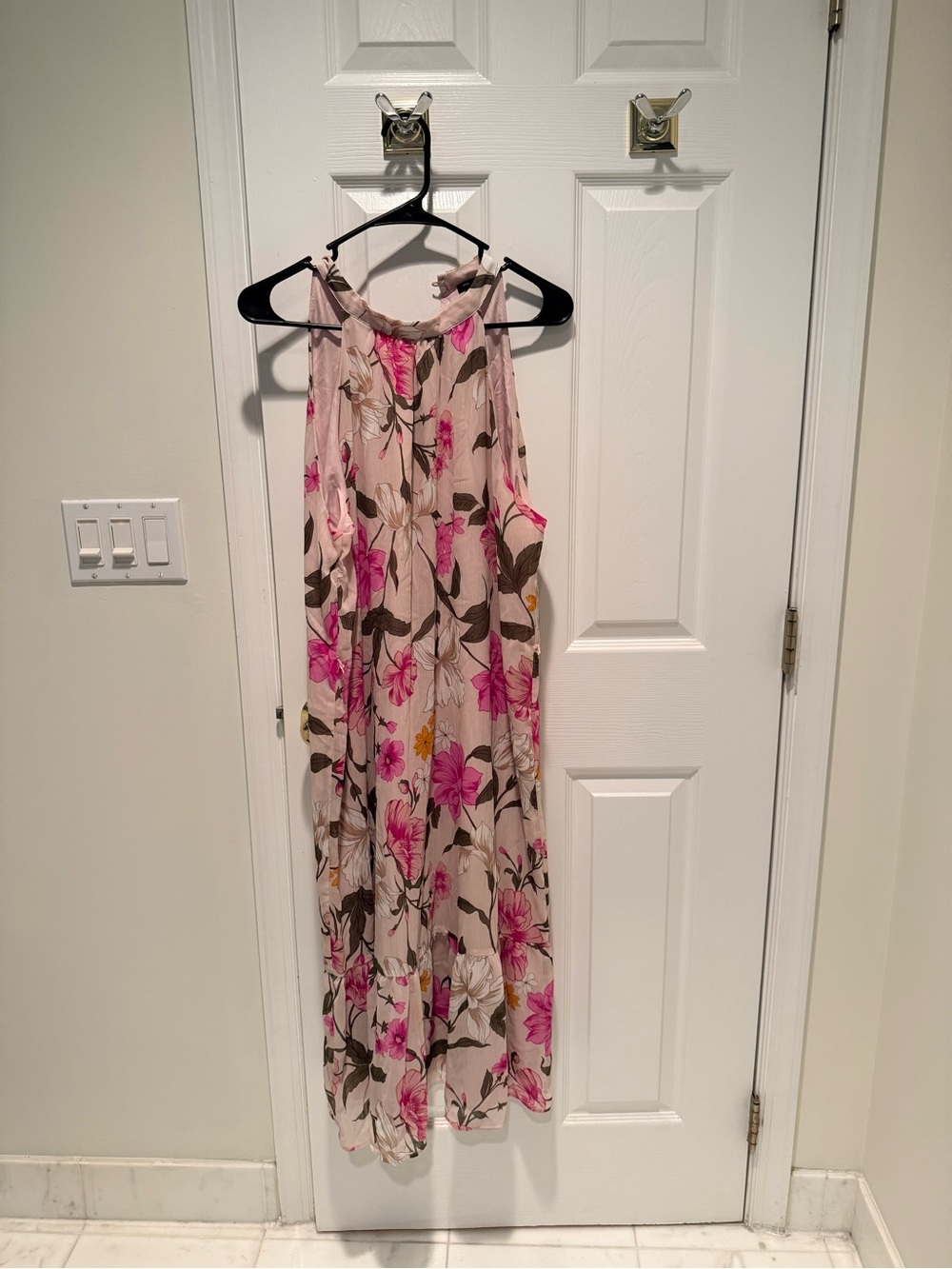 Ann Taylor Pink Floral Halter Maxi Dress